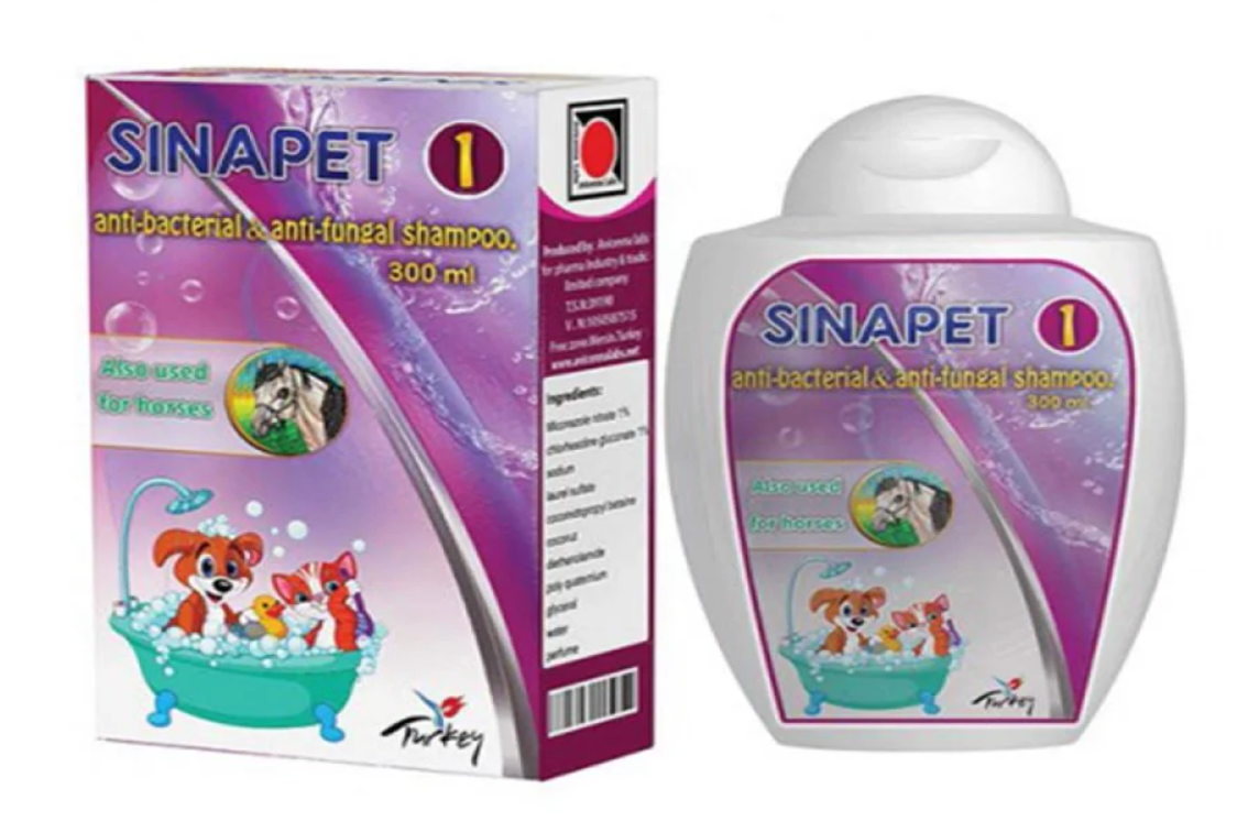 شامبو فطريات 300مل SINAPET ANTI -BACTERIAL & ANTI-FUNGAL SHAMPOO